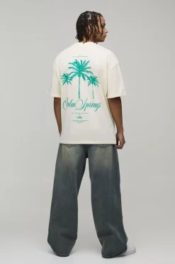 boohooMAN T-Shirt Graphique Palm Springs à Col Étendu Oversize<Homme T-Shirts Impriméstendances|T-Shirts