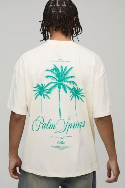 boohooMAN T-Shirt Graphique Palm Springs à Col Étendu Oversize<Homme T-Shirts Impriméstendances|T-Shirts