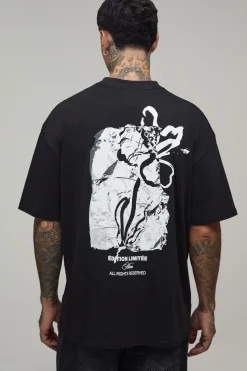 T-shirt Graphique Surdimensionné À Imprimé Floral Monochrome Tall