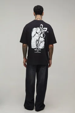 T-shirt Graphique Surdimensionné À Imprimé Floral Monochrome Tall