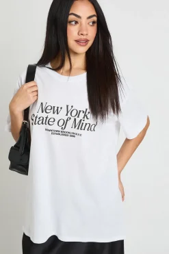 boohoo T-shirt Graphique Surdimensionné État D'esprit New York<Femme Tops