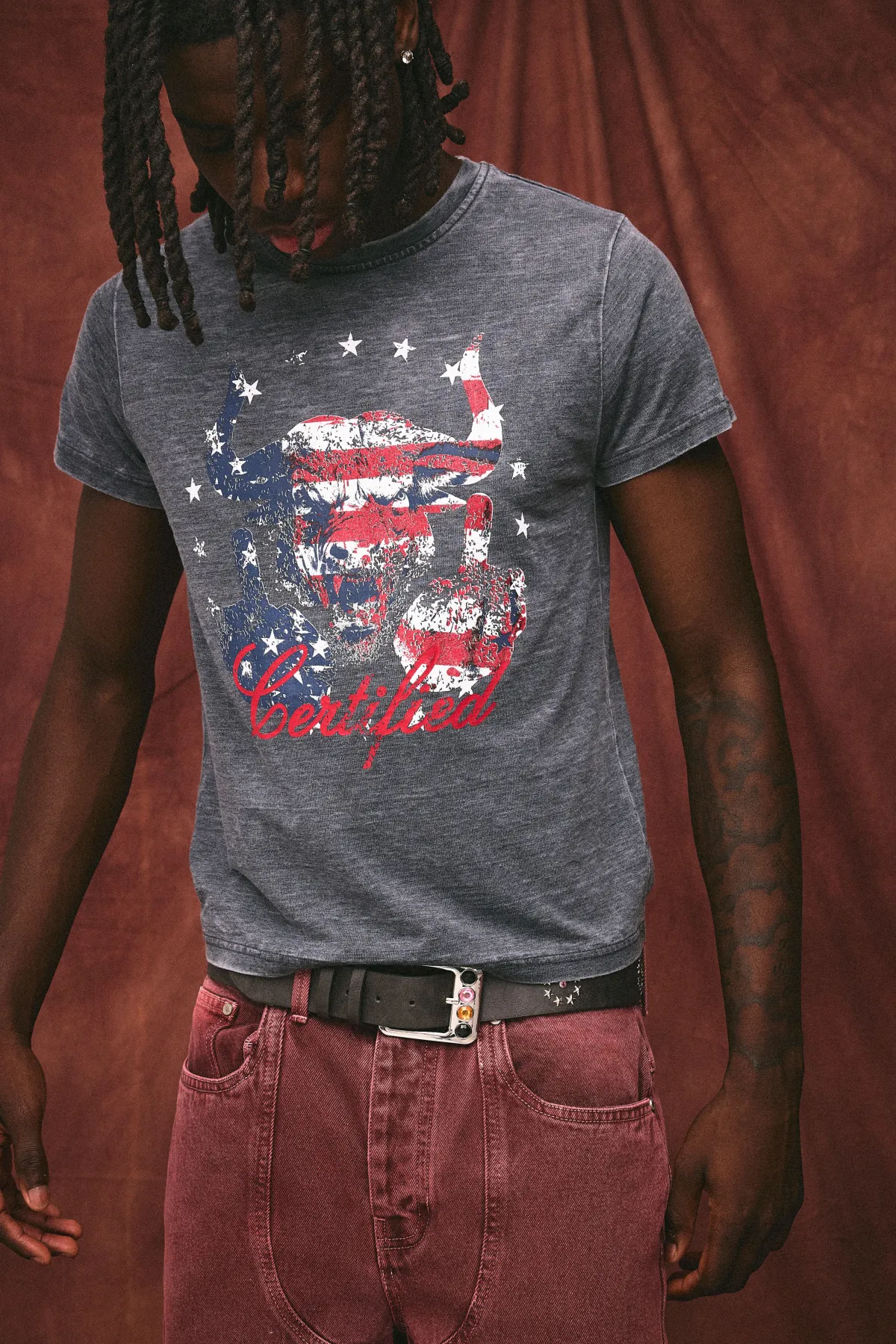 boohooMAN T-Shirt Graphique Taureau Rétréci en Coton Slub<Homme T-Shirts Impriméstendances|T-Shirts