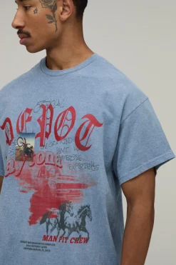 T-shirt Graphique Western Délavé Coupe Oversize Depot