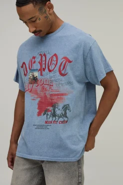 T-shirt Graphique Western Délavé Coupe Oversize Depot