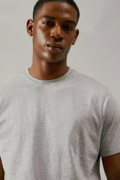 T-shirt Gris Chiné Uni Col Rond