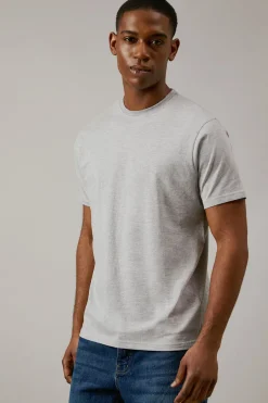 T-shirt Gris Chiné Uni Col Rond