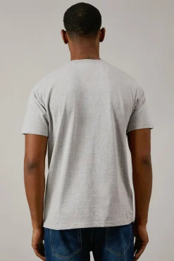T-shirt Gris Chiné Uni Col Rond