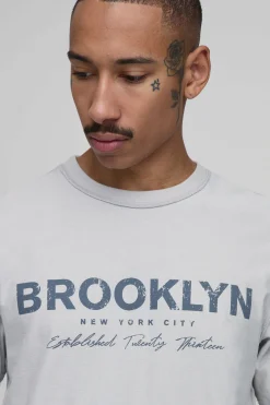 T-shirt Gris Coupe Regular Brooklyn Avec Coutures Apparentes