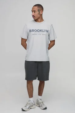 T-shirt Gris Coupe Regular Brooklyn Avec Coutures Apparentes