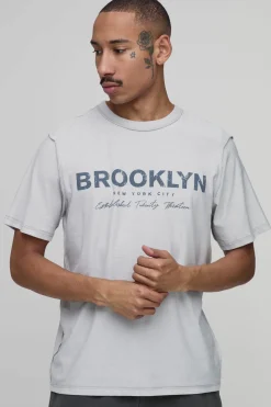 T-shirt Gris Coupe Regular Brooklyn Avec Coutures Apparentes