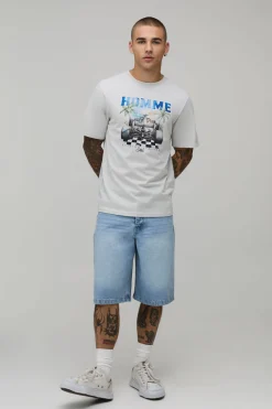 T-shirt Gris Coupe Regular À Motif Racing Graphique