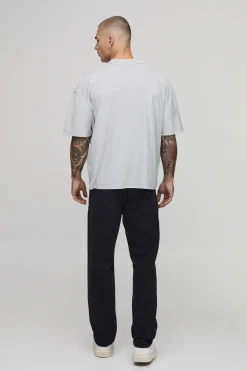 T-shirt Gris Délavé Coupe Oversize Boxy Avec Coutures Apparentes Et Imprimé Renaissance