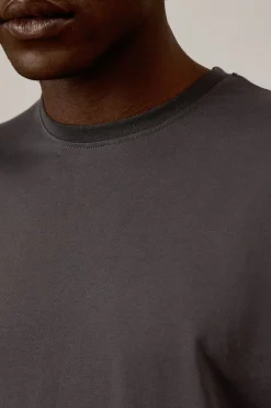 T-shirt Gris Foncé Uni à Col Rond