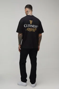 T-shirt Guinness Sous Licence Imprimé Noir Oversize Tall Avec Encolure Prolongée