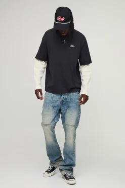 T-Shirt Heartbreak Surdimensionné Effet Superposition Gaufré Poids Lourd