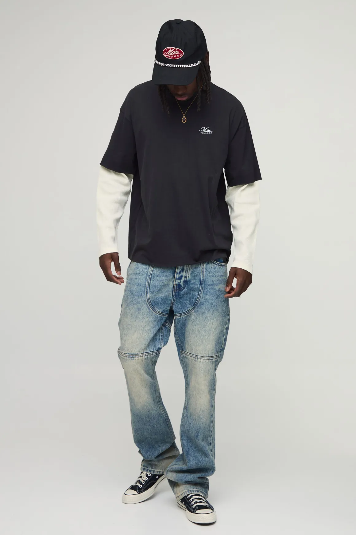 T-Shirt Heartbreak Surdimensionné Effet Superposition Gaufré Poids Lourd