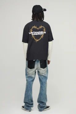 T-Shirt Heartbreak Surdimensionné Effet Superposition Gaufré Poids Lourd