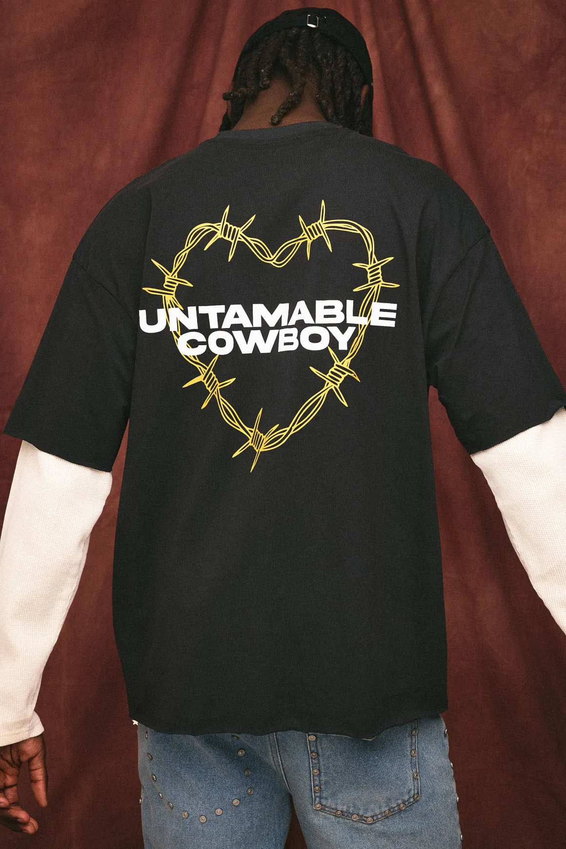 T-Shirt Heartbreak Surdimensionné Effet Superposition Gaufré Poids Lourd