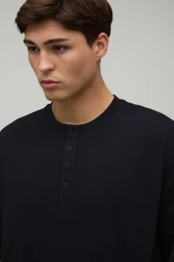 T-shirt Henley Ample Coupe Boxy Oversize