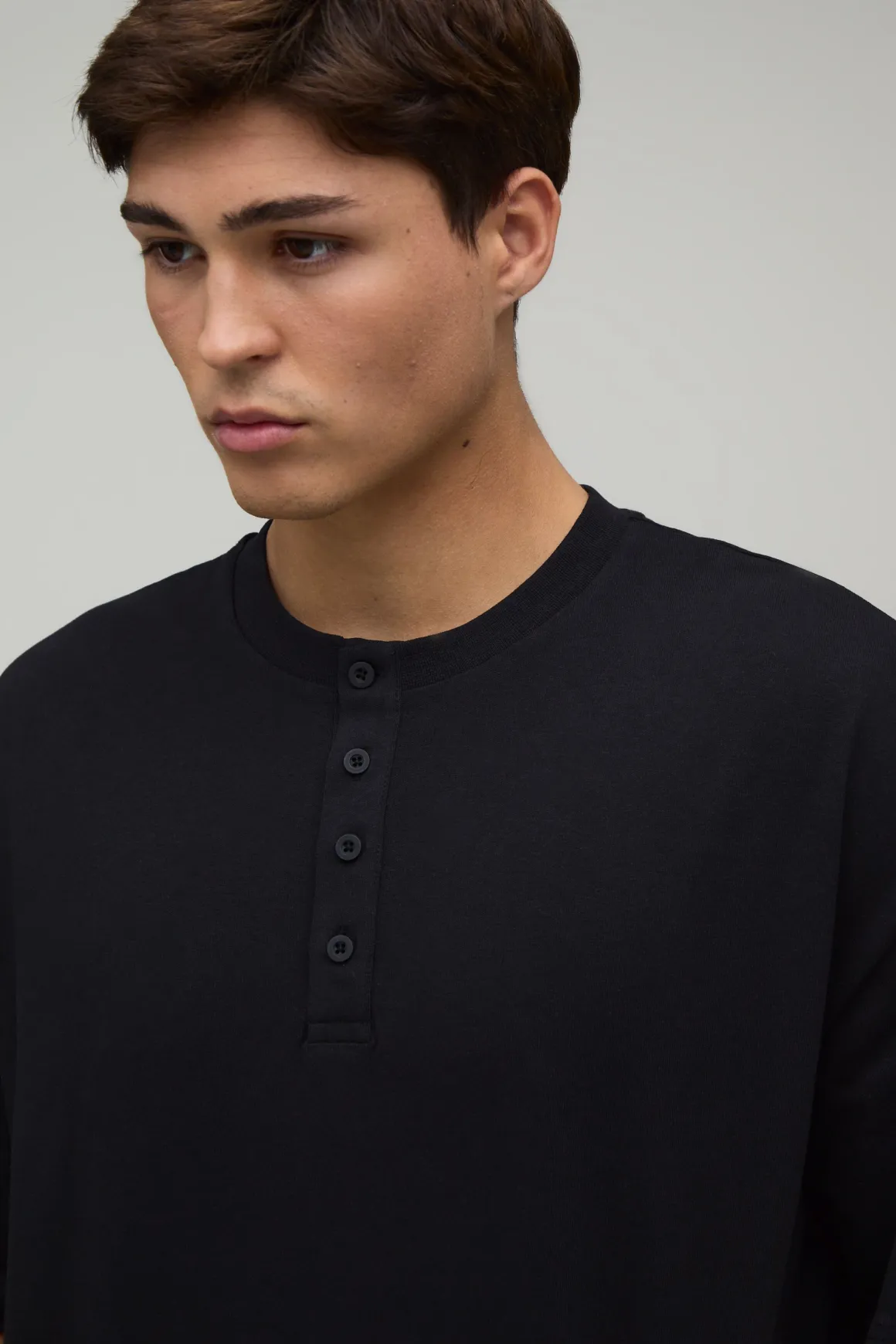 T-shirt Henley Ample Coupe Boxy Oversize