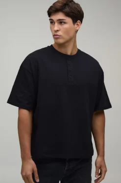 T-shirt Henley Ample Coupe Boxy Oversize