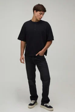 T-shirt Henley Ample Coupe Boxy Oversize