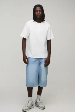 T-shirt Henley Coupe Regular En Tissu Gaufré