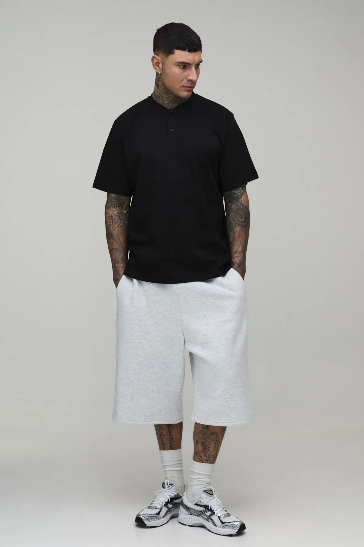 boohooMAN T-shirt Henley Décontracté En Coton Épais Pour Homme Grand<Homme Tout Afficher|Tout Afficher