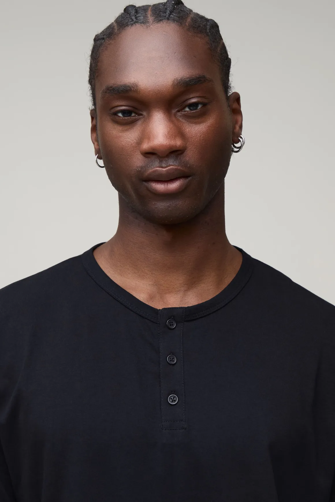 T-shirt Henley Décontracté Essentiel Coupe Ample Grande Taille