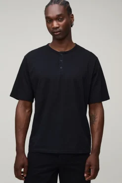 T-shirt Henley Décontracté Essentiel Coupe Ample Grande Taille