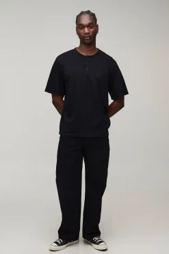 T-shirt Henley Décontracté Essentiel Coupe Ample Grande Taille