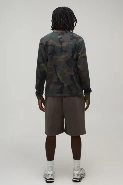 T-shirt Henley Gaufré Camouflage À Manches Longues Coupe Regular