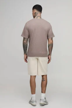 boohooMAN T-shirt Henley Gaufré Coupe Regular Tall<Homme T-Shirts Tall|Tout Afficher