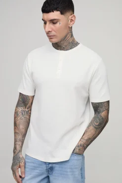 T-shirt Henley Gaufré Coupe Slim Tall