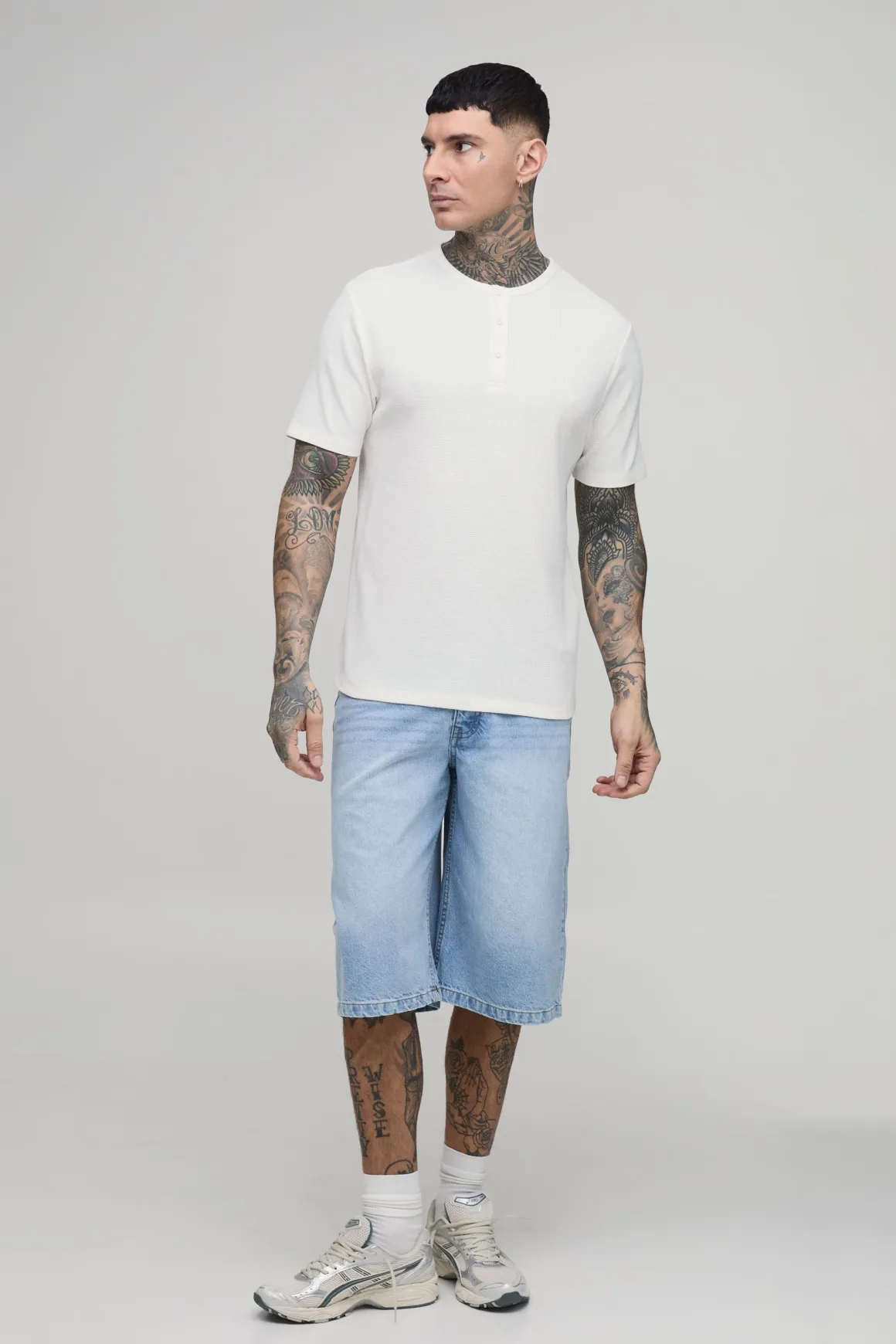 T-shirt Henley Gaufré Coupe Slim Tall