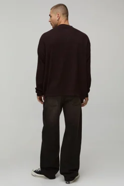 boohooMAN T-shirt Henley À Maille Gaufrée Coupe Décontractée<Homme Maille|T-Shirts