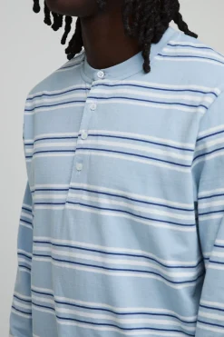 boohooMAN T-shirt Henley À Manches Longues À Rayures<Homme T-Shirts