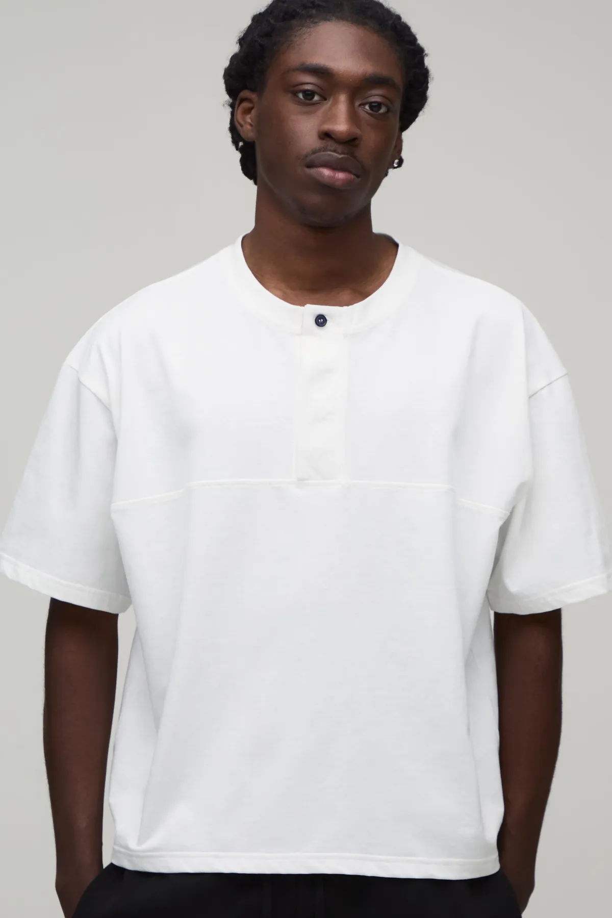 boohooMAN T-shirt Henley Oversize Coupe Boxy Avec Patte De Boutonnage Dissimulée<Homme T-Shirts