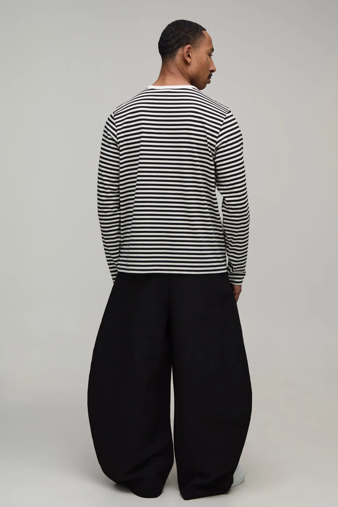 T-shirt Henley À Rayures Manches Longues Coupe Regular
