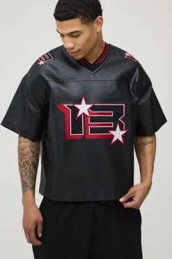 boohooMAN T-shirt Hockey En SYNTHÉTIQUE Appliqué Varsity Oversize<Homme T-Shirts