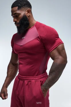 T-shirt Homme Actif À Panneaux Coupe Ajustée Musclée