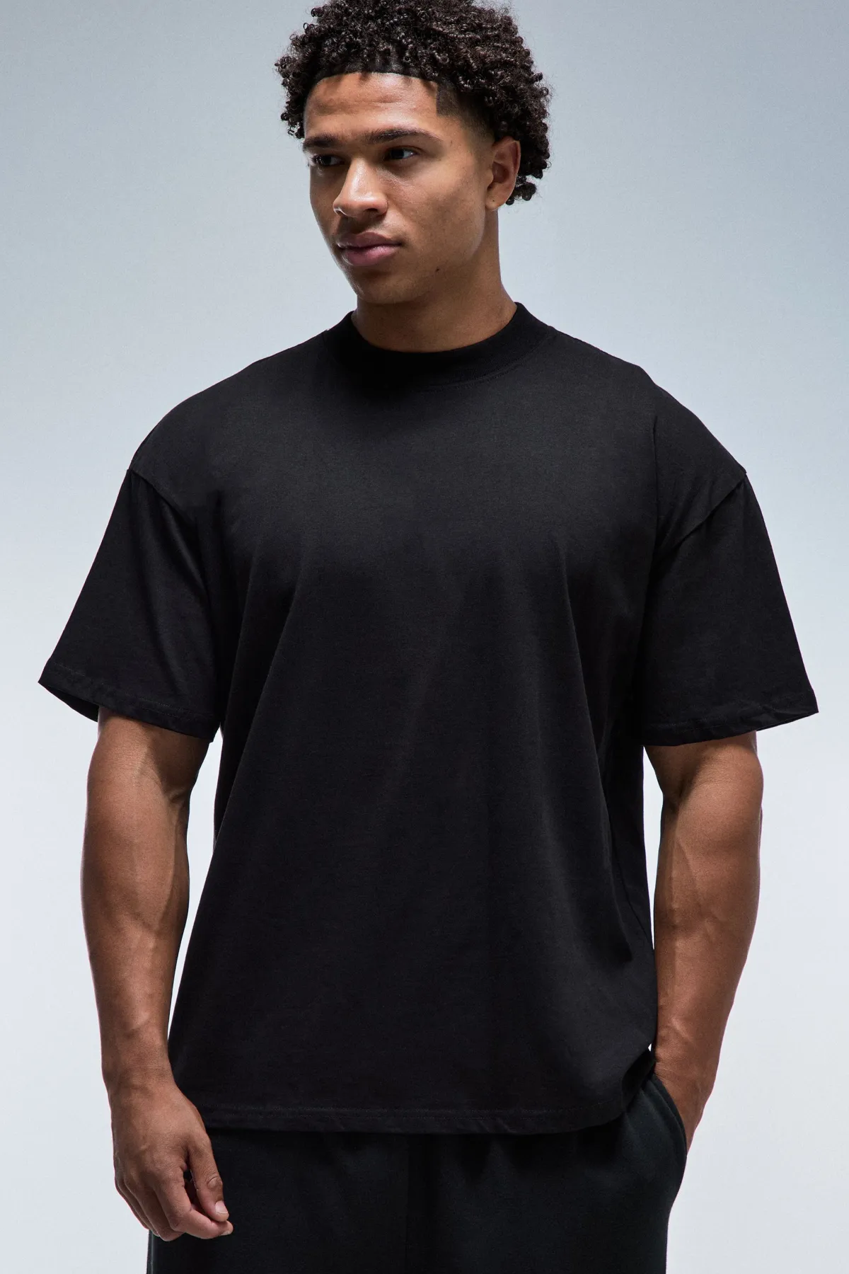 boohooMAN T-shirt Homme Active Bulking Oversize À Col Montant<Femme Athleisure