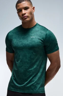 boohooMAN T-shirt Homme Active Coupe Regular Imprimé Camouflage Géométrique<Femme T-Shirts|Athleisure