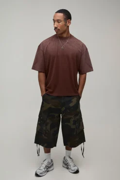 T-shirt Homme Chocolat Oversize Boxy À Motif Chérubin Effet Spray Wash