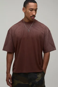 T-shirt Homme Chocolat Oversize Boxy À Motif Chérubin Effet Spray Wash