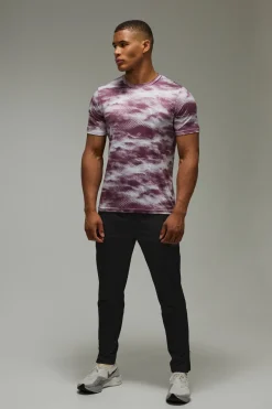 T-shirt Homme Coupe Regular À Imprimé Nuages Abstraits Pour Le Sport