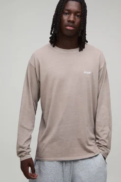 T-shirt Homme Coupe Regular À Manches Longues Brodé Effet Lavé Sport