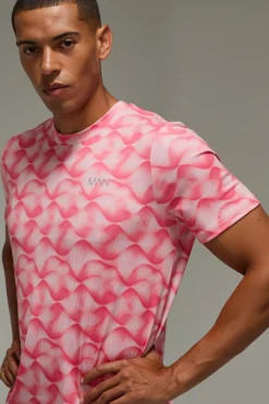 T-shirt Homme Coupe Regular À Motif Vague Abstraite Active