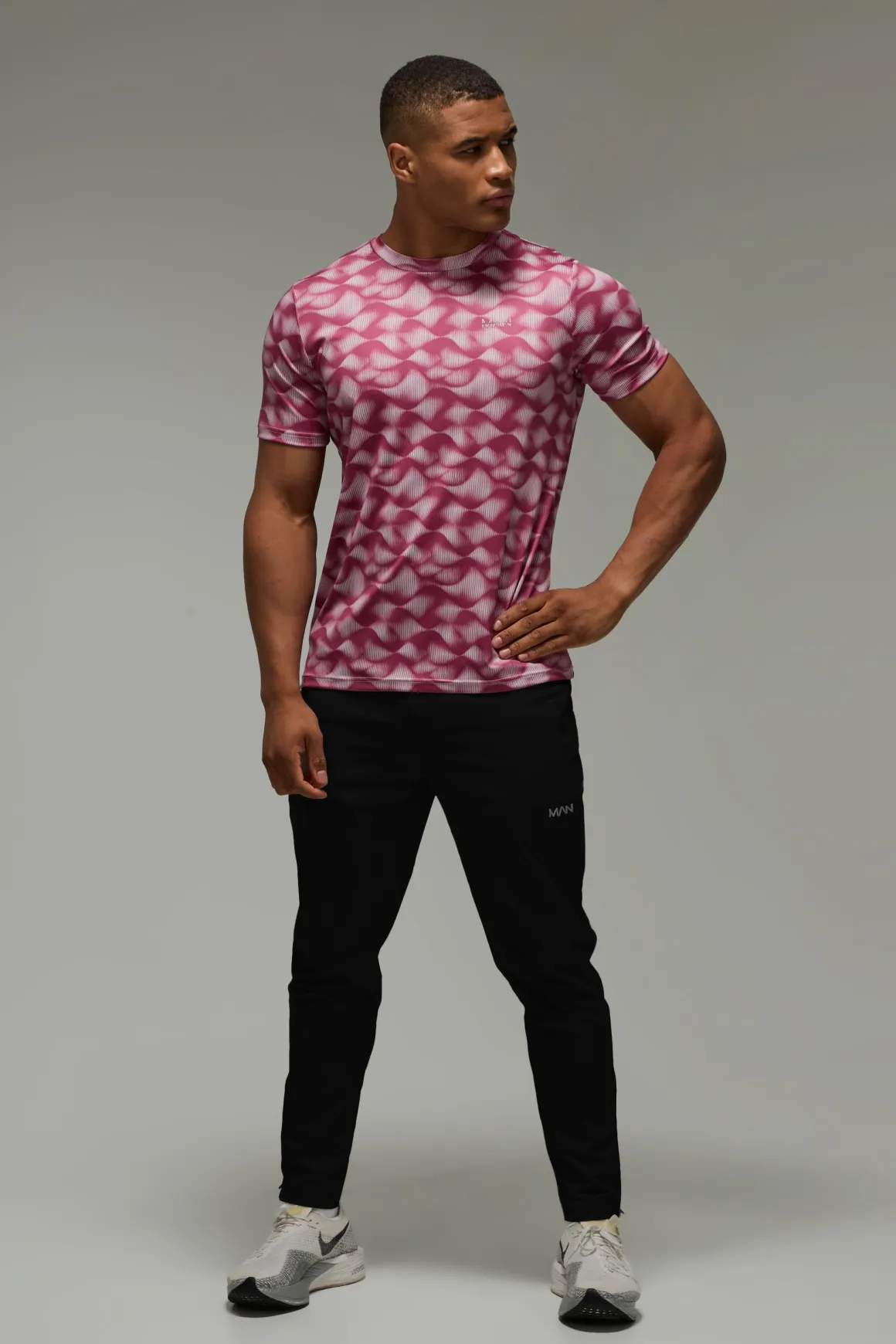 T-shirt Homme Coupe Regular À Motif Vagues Abstraites Active