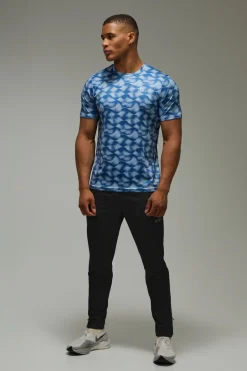 boohooMAN T-shirt Homme Coupe Regular À Motif Vague Abstraite Active<Femme T-Shirts|Athleisure